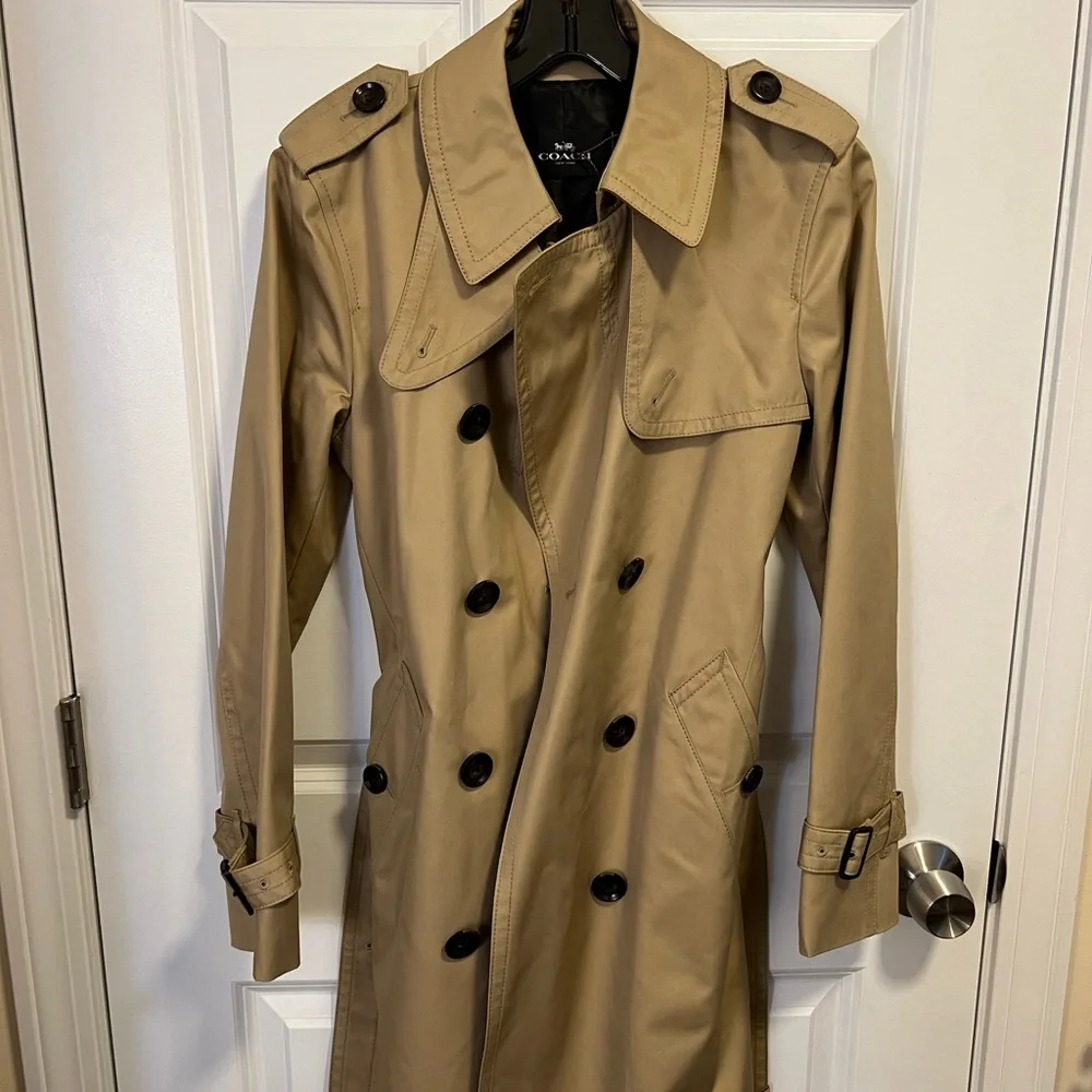 Coach Tan Double-Breasted Trench Coat